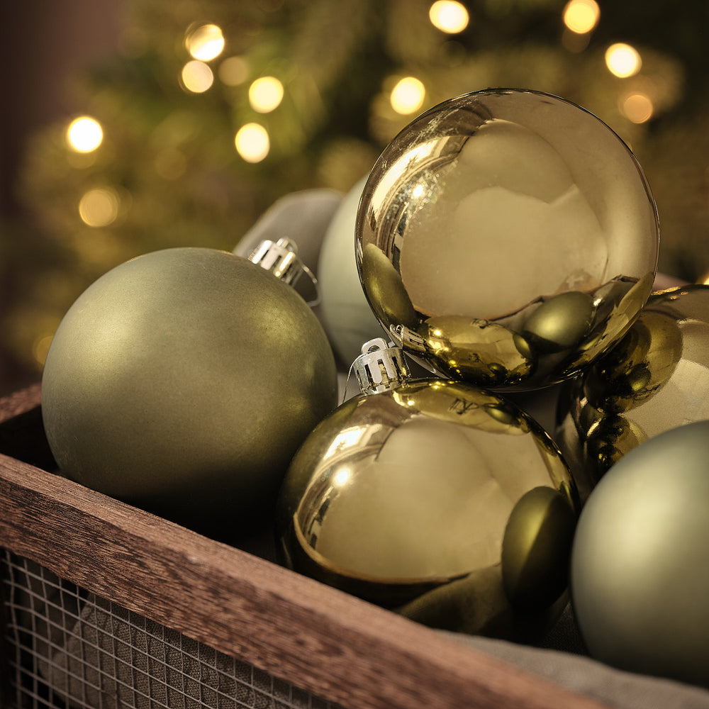 Lot de 6 Grandes Boules de Noël Vert Sauge de 8 cm