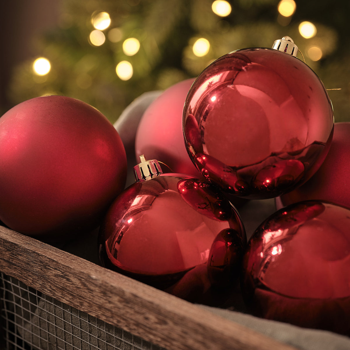 Lot de 6 Grandes Boules de Noël Rouge Classique 8 cm