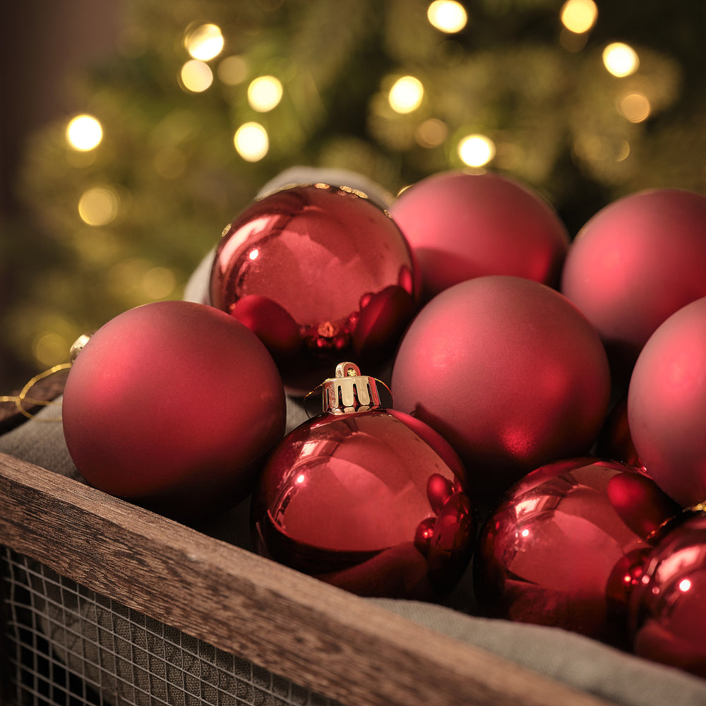 Lot de 12 Boules de Noël Rouge Classique de 6 cm