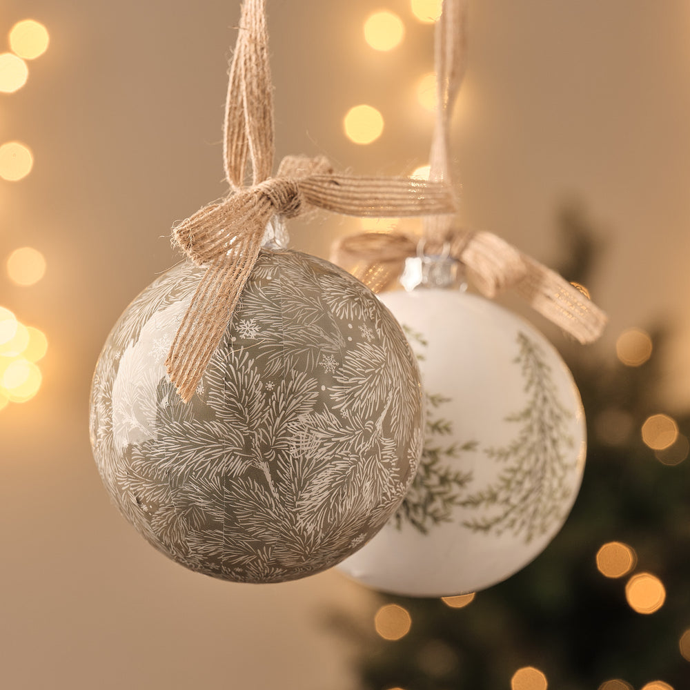 Lot de 2 Boules de Noël Vert et Blanc