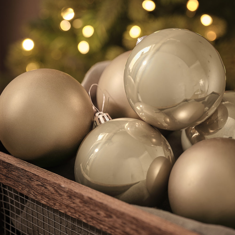 Lot de 6 Grandes Boules de Noël Bronze de 8 cm