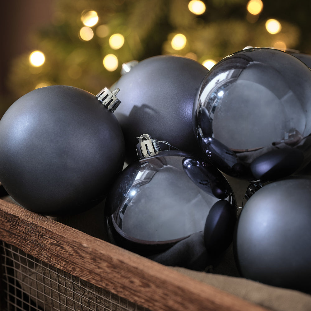 Lot de 6 Grandes Boules de Noël Bleues de 8 cm