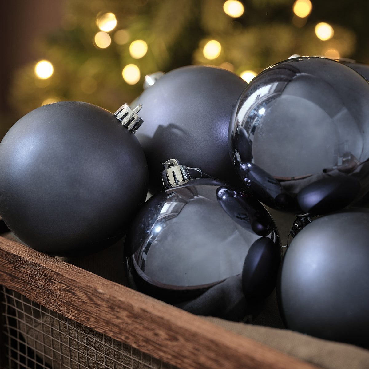 Lot de 6 Grandes Boules de Noël Bleues de 8 cm