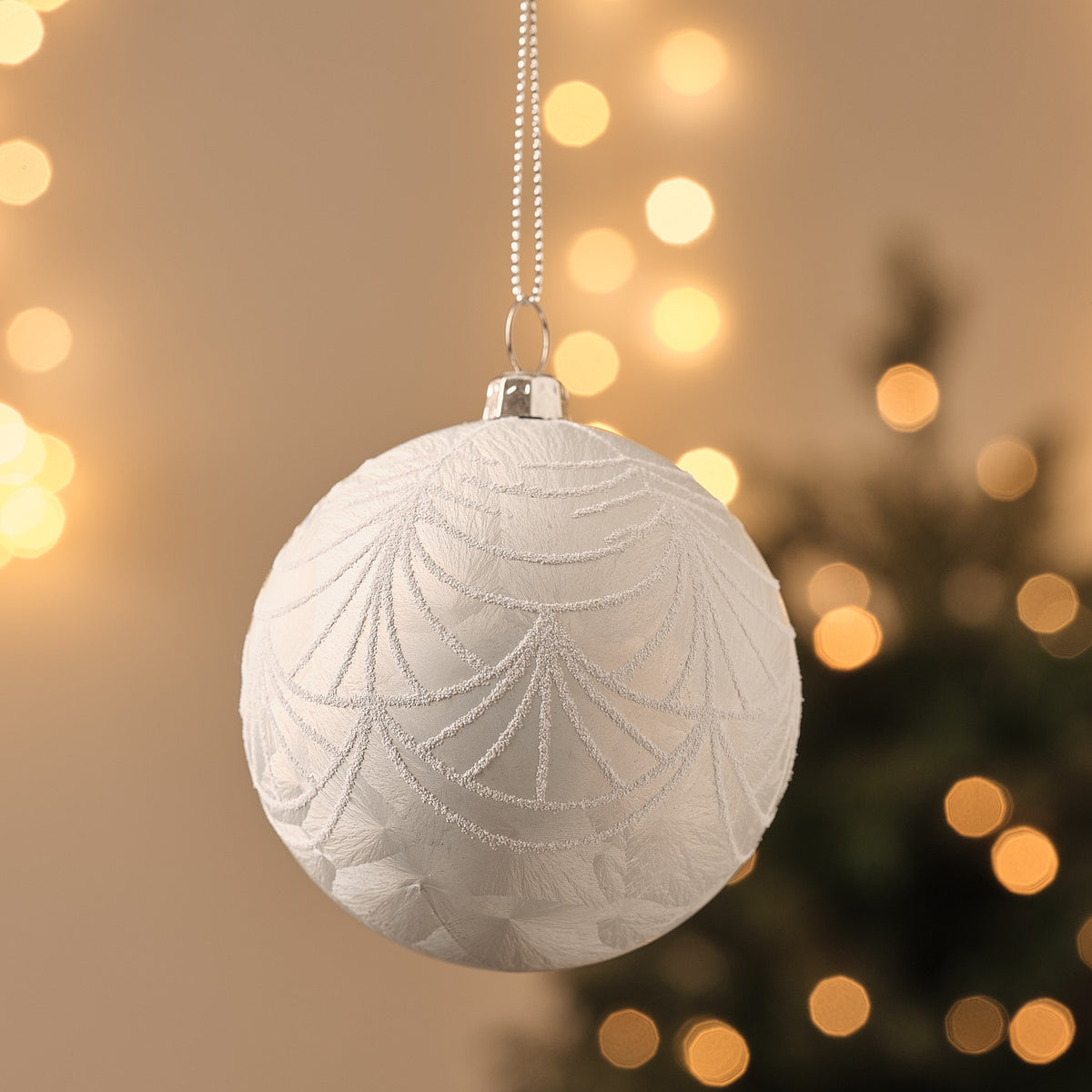 Boule de Noël Blanche Effet Givré