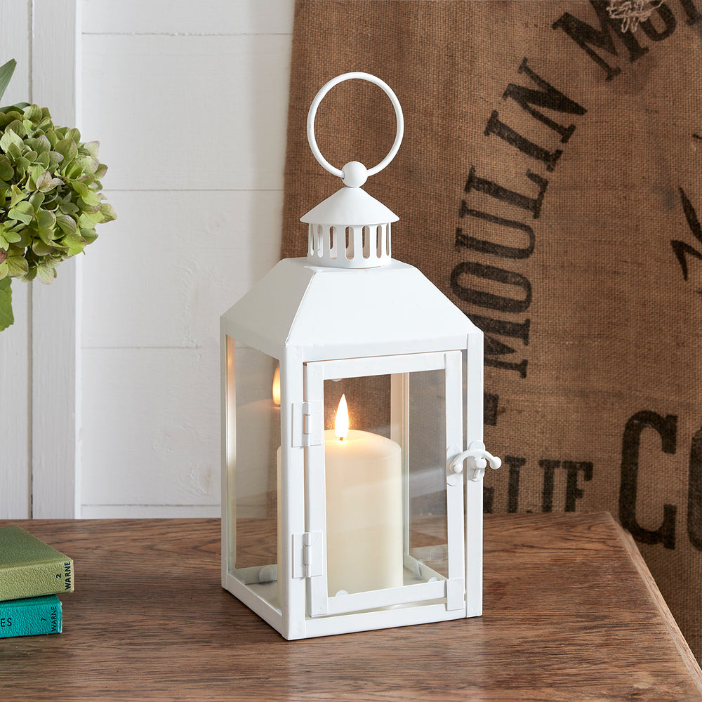 Petite Lanterne d'Extérieure Blanche Arcachon avec Bougie TruGlow®