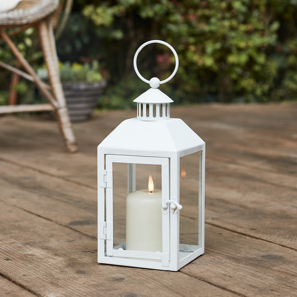 Petite Lanterne d'Extérieure Blanche Arcachon avec Bougie TruGlow®