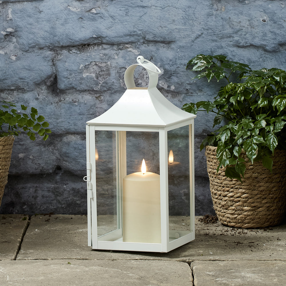 Lanterne de Jardin Albury Blanche de 34 cm avec Bougie TruGlow®