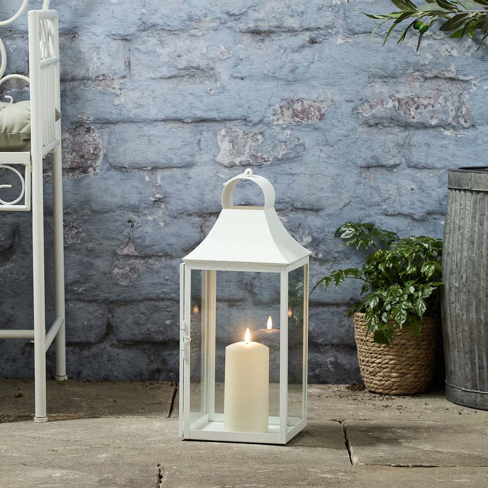 Lanterne de Jardin Albury Blanche de 45 cm avec Bougie TruGlow®