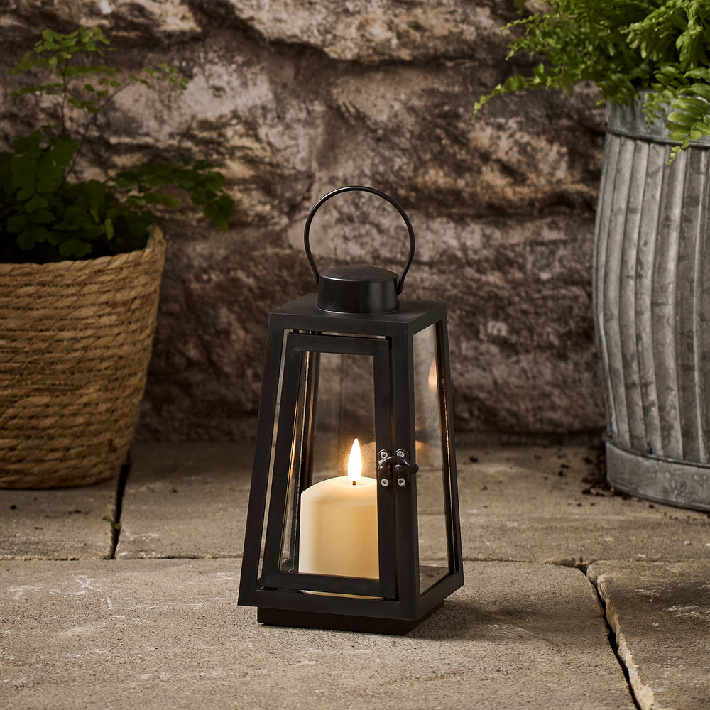 Lanterne Trapèze Capri Noire de 21 cm avec Bougie TruGlow®