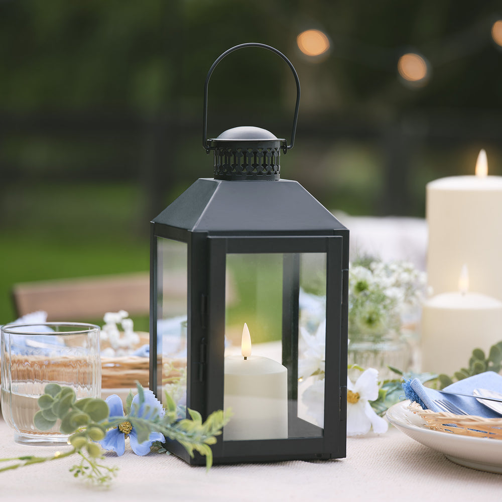 Lanterne Seaton Moyenne en Métal Noir avec Bougie LED TruGlow®