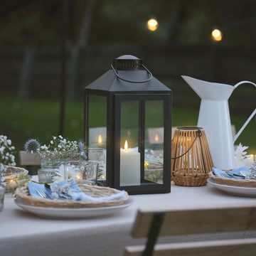 Grande Lanterne Seaton en Métal Noir avec Bougie LED TruGlow®