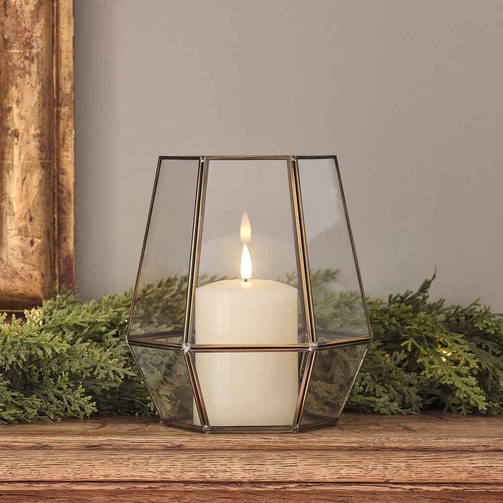 Lanterne Hexagonale Dorée Vicarage avec Bougie TruGlow®