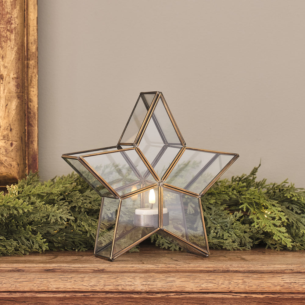Lanterne Étoile Dorée Vicarage avec Bougie Votive TruGlow®