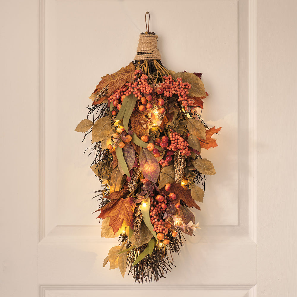 Bouquet Mural d’Automne Pré-éclairé aux Feuilles d’Érable