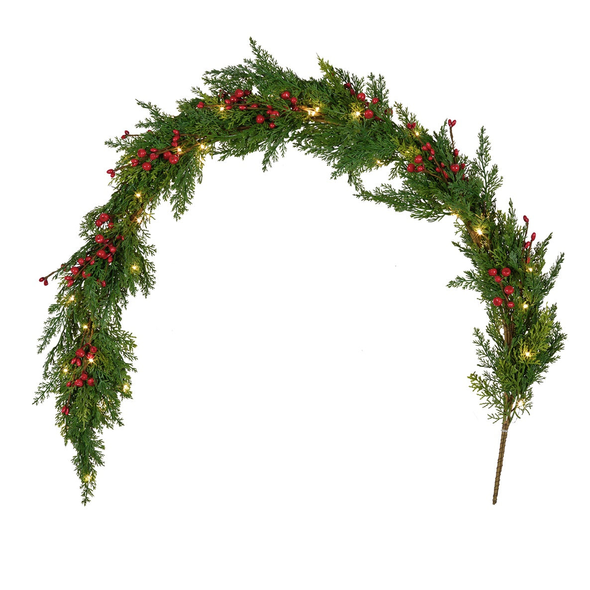 Guirlande de Noël Pré-éclairée aux Baies Rouges
