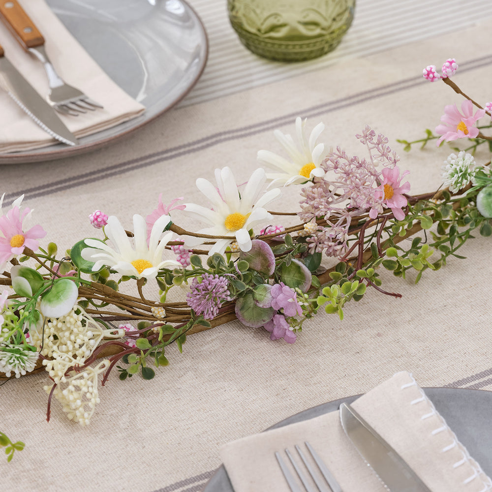 Guirlande pré-éclairée de Marguerites Pastel