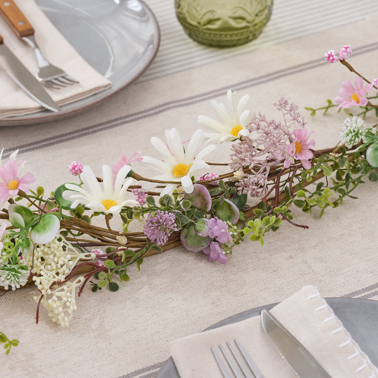 Guirlande pré-éclairée de Marguerites Pastel