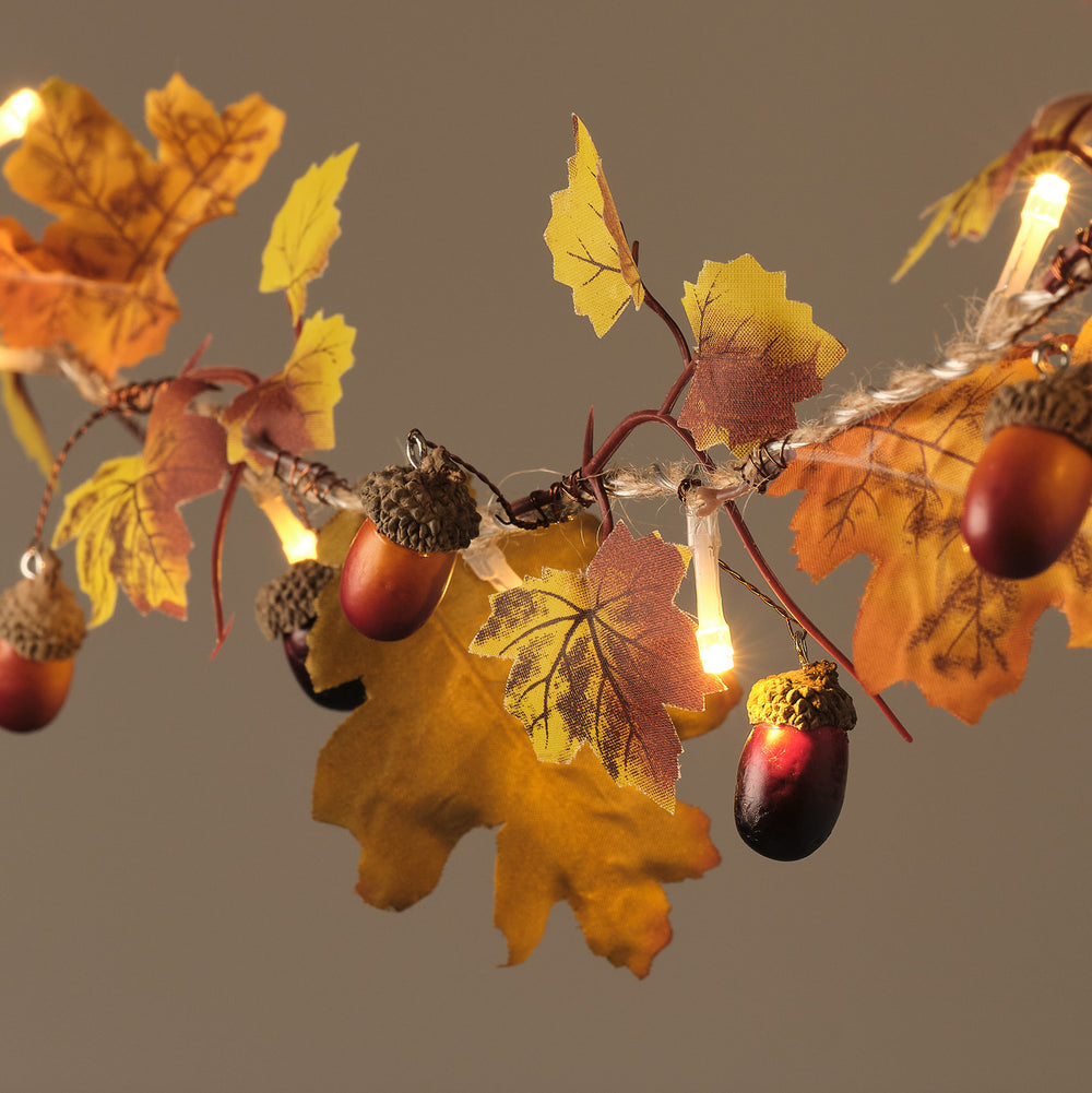 Guirlande d’Automne Pré-éclairée Feuilles et Glands de 1,8 m
