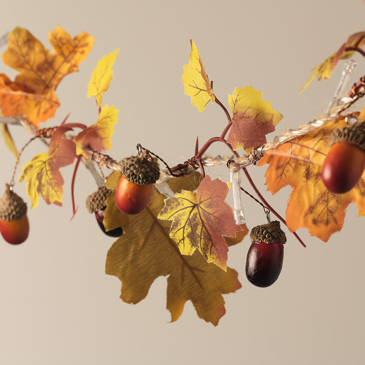 Guirlande d’Automne Pré-éclairée Feuilles et Glands de 1,8 m