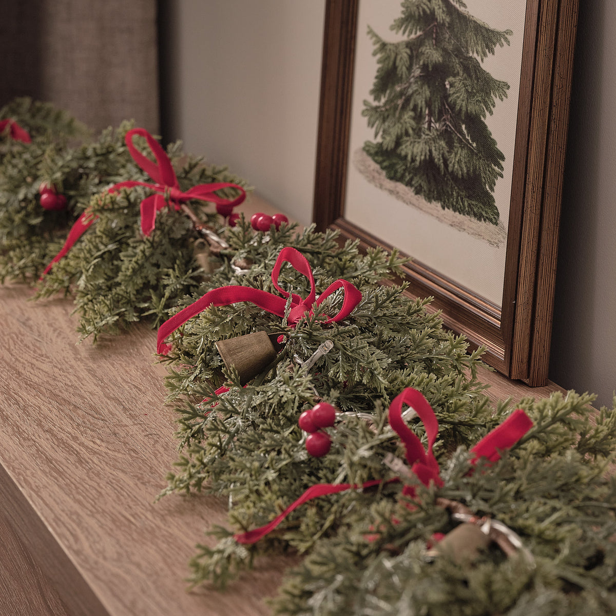 Guirlande de Noël Pré-éclairée de 1,5 m à Rubans et Cloches
