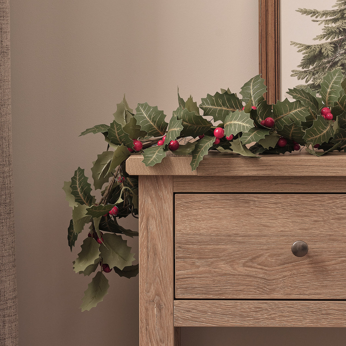 Guirlande de Noël Pré-éclairée Houx Classique de 1,5 m