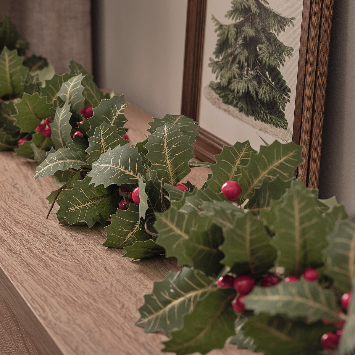 Guirlande de Noël Pré-éclairée Houx Classique de 1,5 m