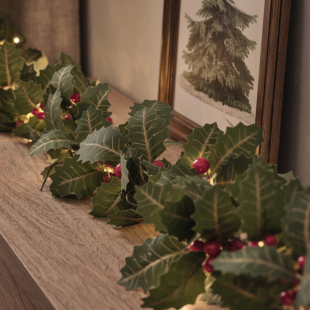 Guirlande de Noël Pré-éclairée Houx Classique de 1,5 m