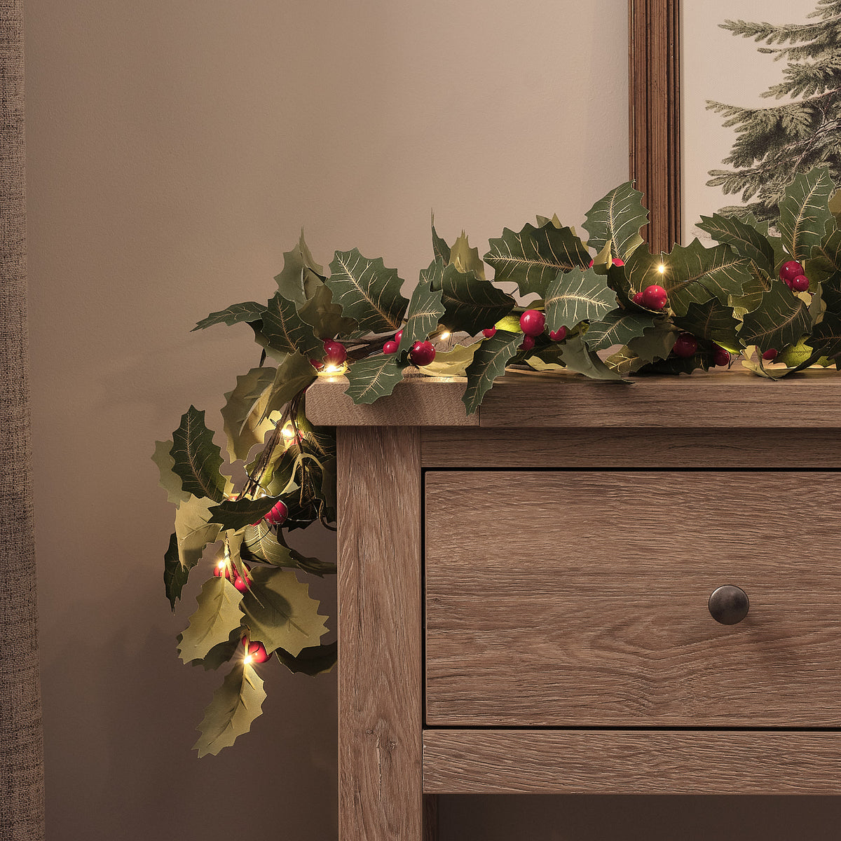 Guirlande de Noël Pré-éclairée Houx Classique de 1,5 m