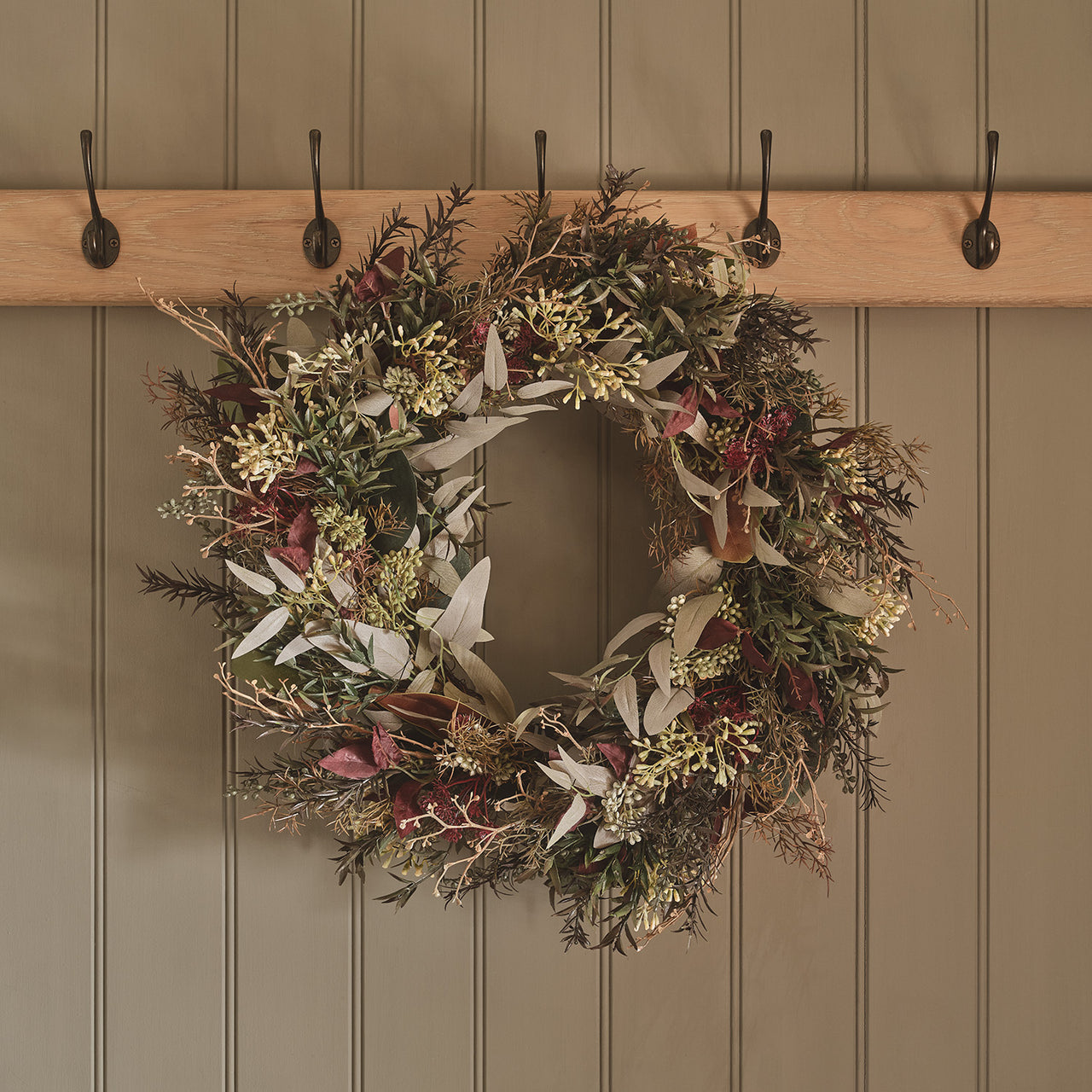 Couronne Automne Hiver Pré-éclairée de 60 cm