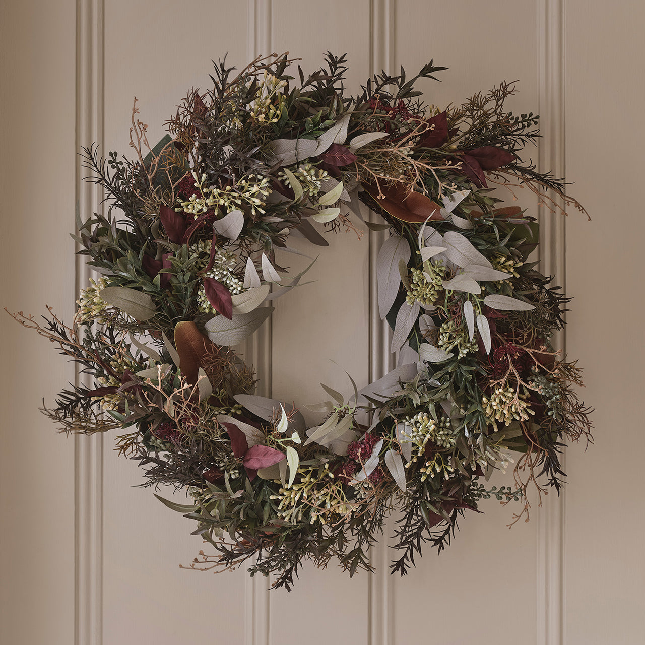 Couronne Automne Hiver Pré-éclairée de 60 cm