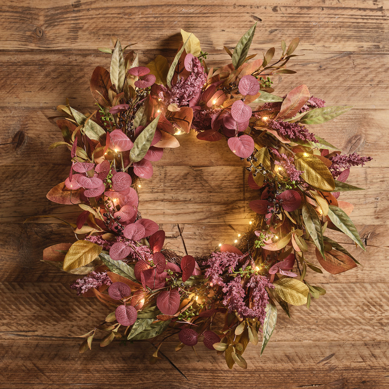 Couronne Automne-Hiver Pré-éclairée de 50 cm