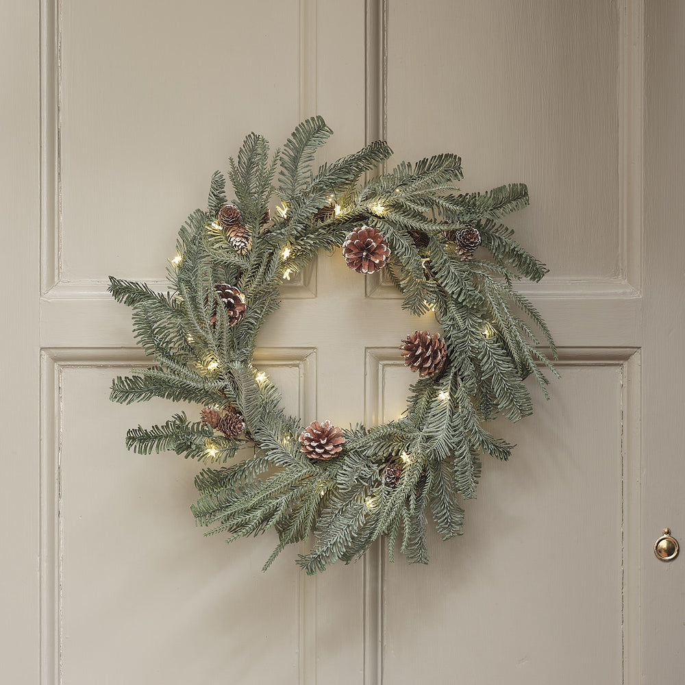 Couronne de Noël Pré-éclairée Au Clair des Étoiles de 50 cm
