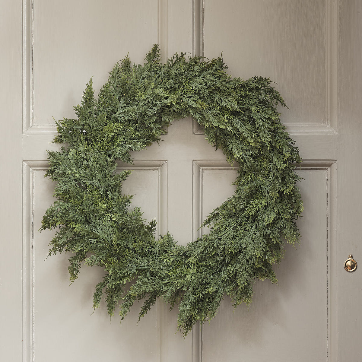 Couronne de Noël d’Extérieur Pré-éclairée Conifère et Pommes de Pin de 60 cm
