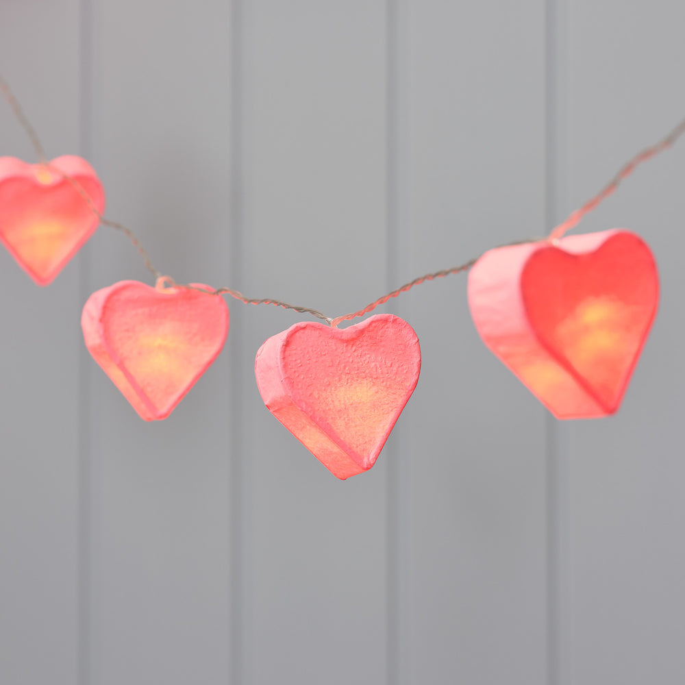 Guirlande Lumineuse à Piles 10 Cœurs en Papier à LED