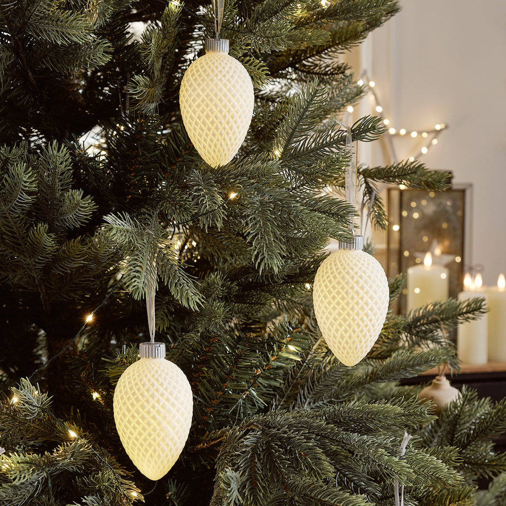 Lot de 3 Pommes de Pin Lumineuses en Céramique