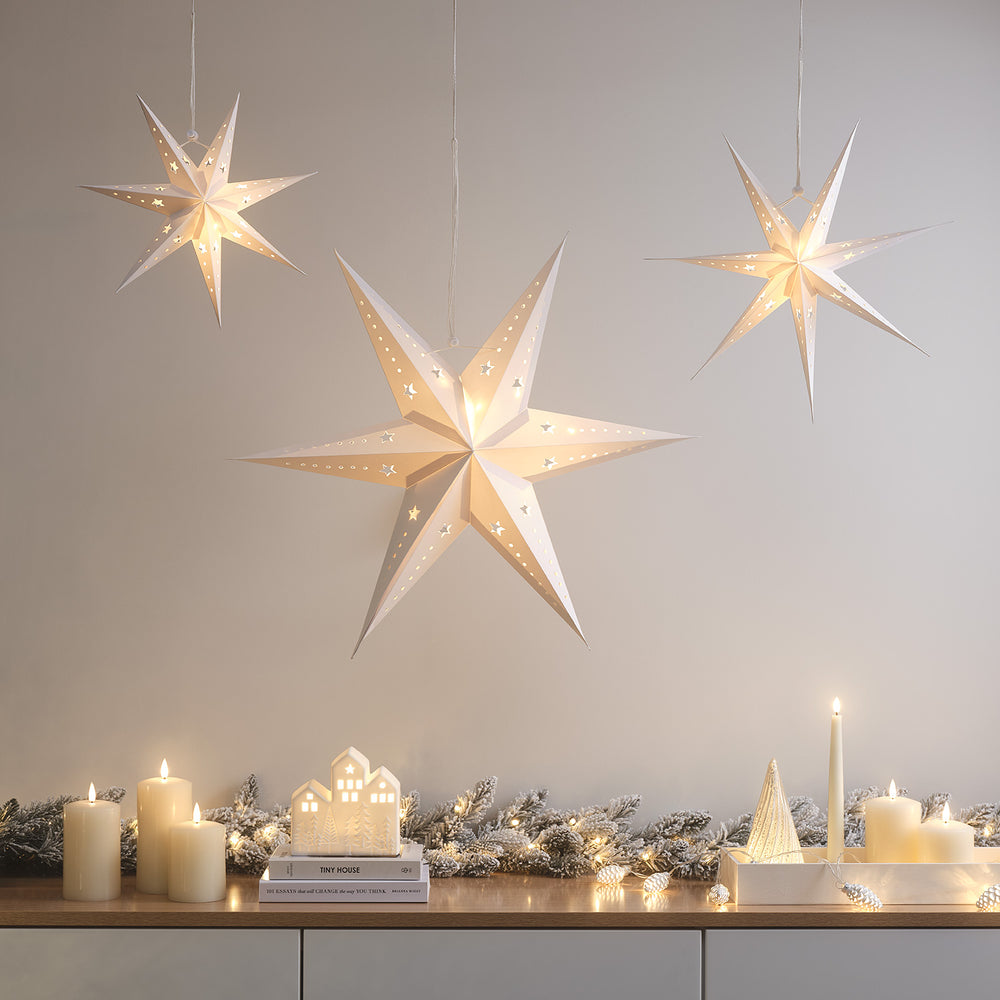 3 Étoiles de Noël en Papier à Micro LED