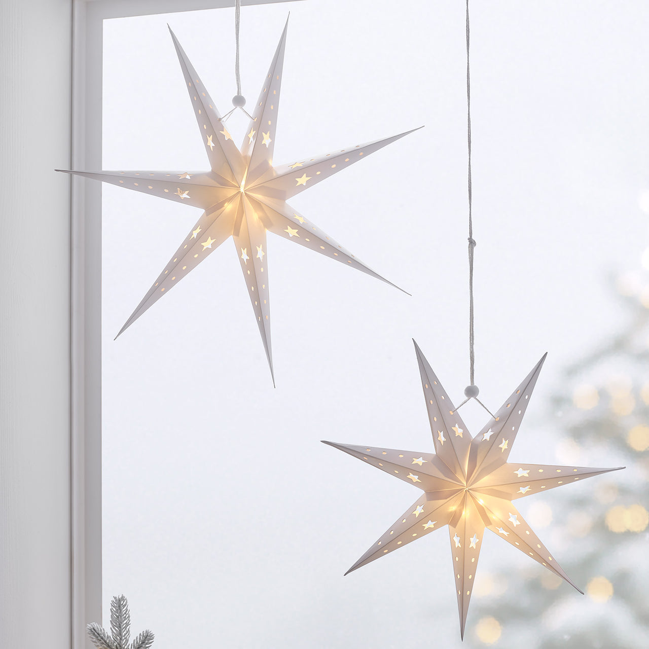 3 Étoiles de Noël en Papier à Micro LED