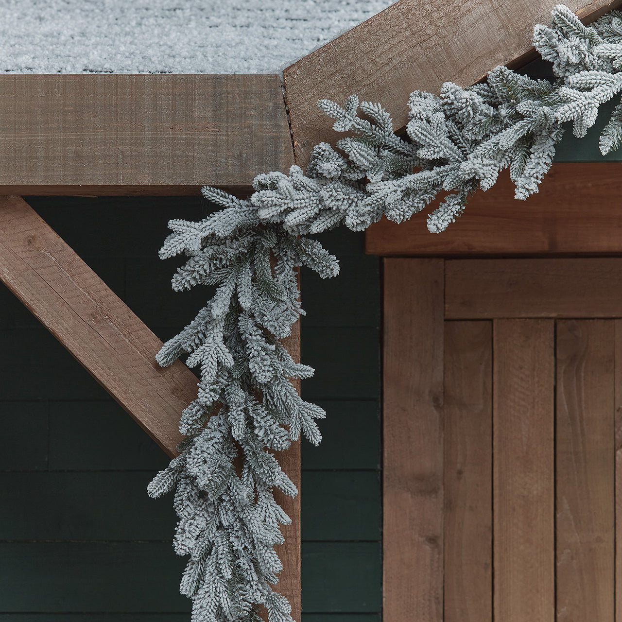 Guirlande de Noël Pré-éclairée d'Extérieur de 2,5 m à Effet Givré