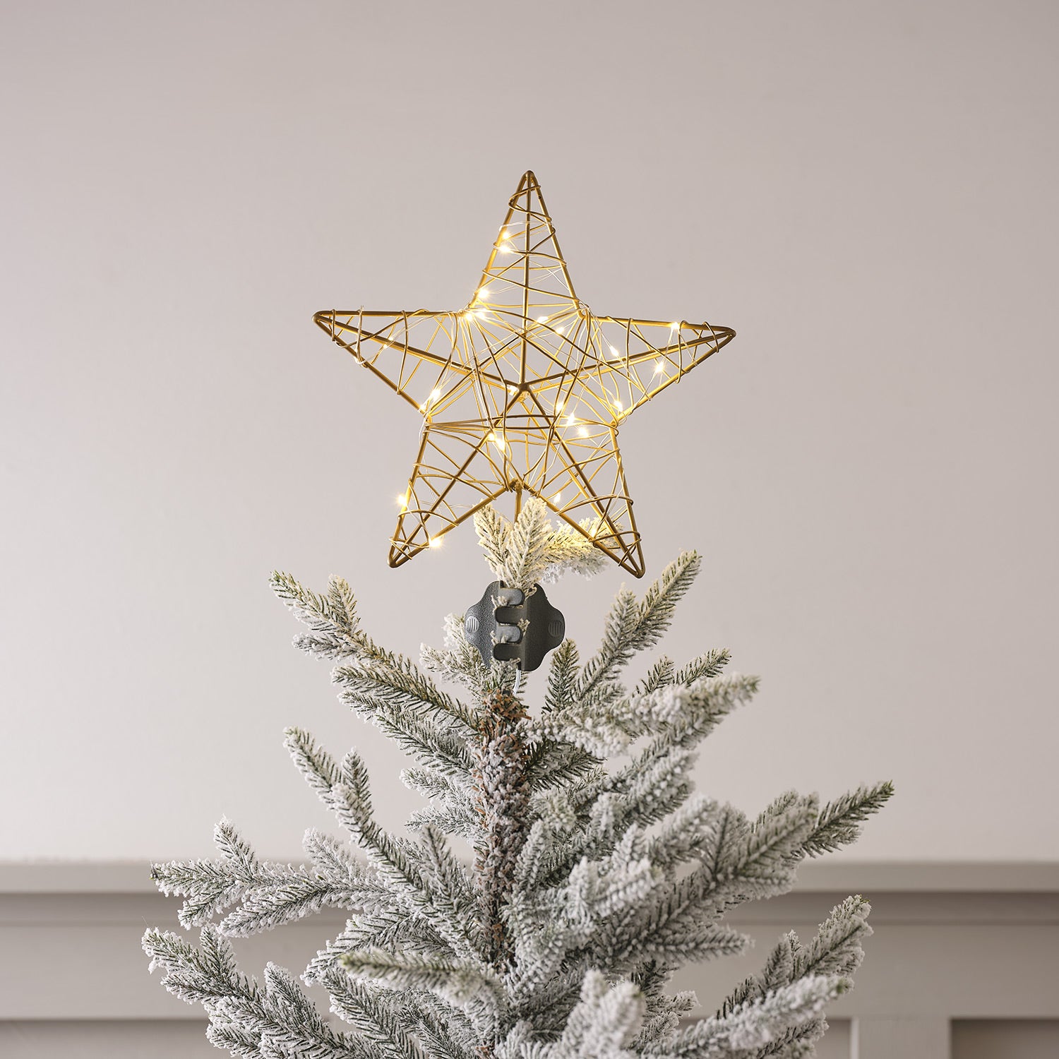Cimier Sapin De Noël étoile Dorée - 20 LED Blanc Chaud - 26 Cm - Alimentation Piles - Multicolore