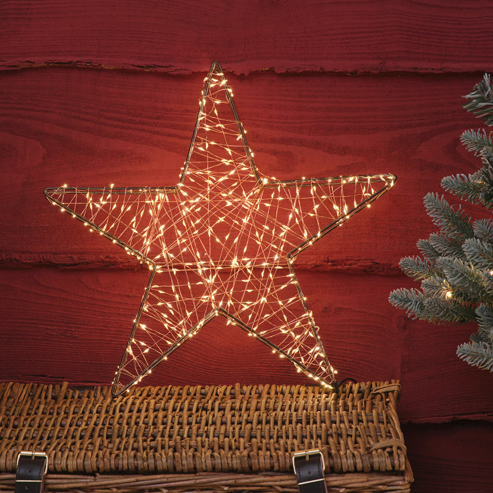 Silhouette Étoile Lumineuse en Cuivre à Micro LED