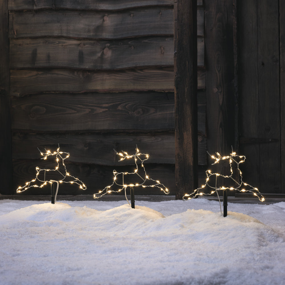 Lot de 3 Petites Balises Lumineuses Rennes de Noël