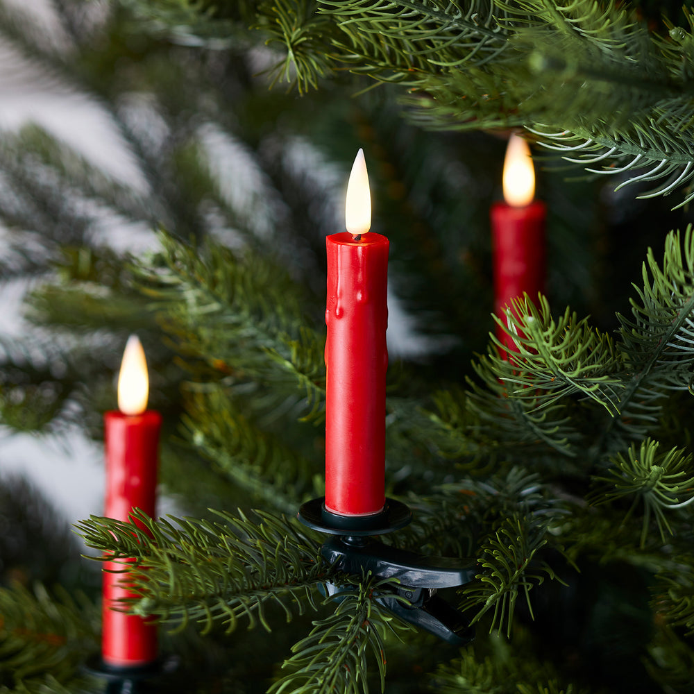 10 Bougies Rouges TruGlow® pour Arbre de Noël