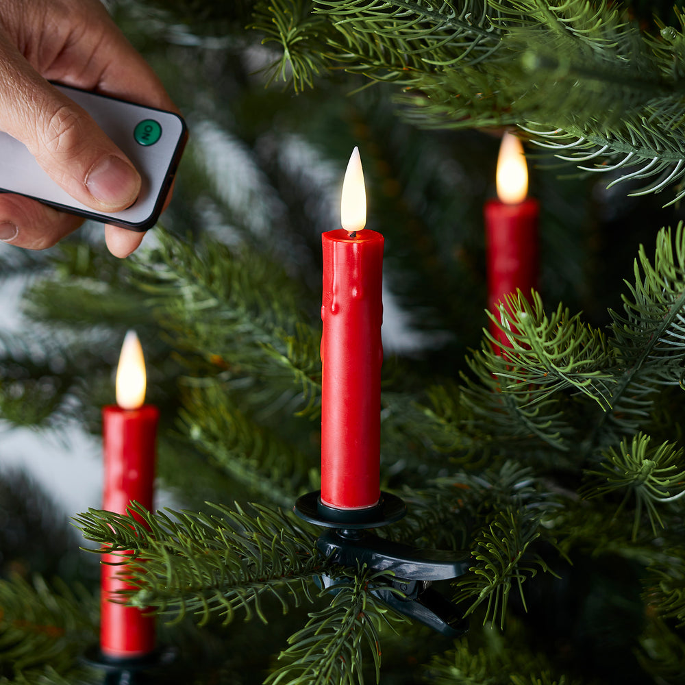 10 Bougies Rouges TruGlow® pour Arbre de Noël
