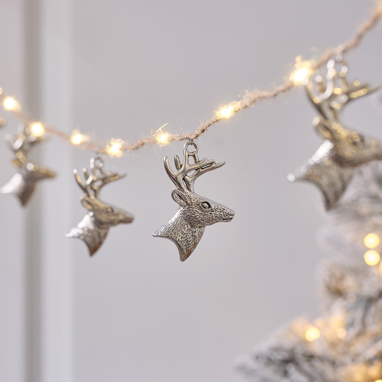 Guirlande Lumineuse Micro-LED Têtes De Cerf Argentées
