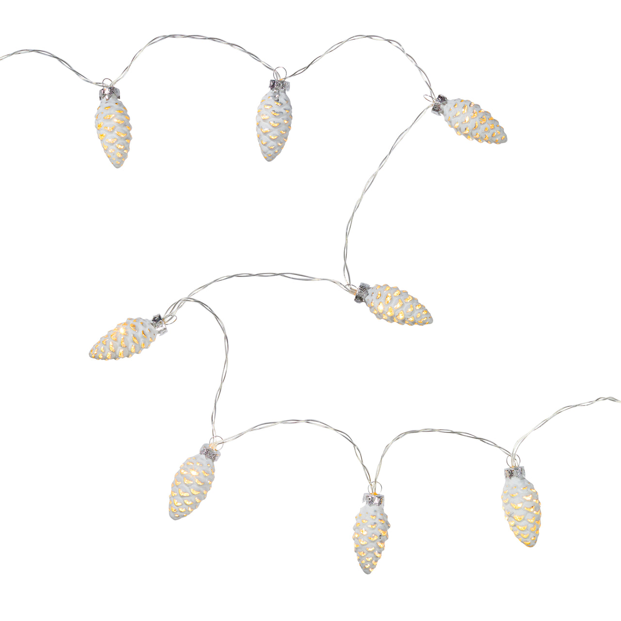 Guirlande Lumineuse 10 LED Pommes de Pin en Verre