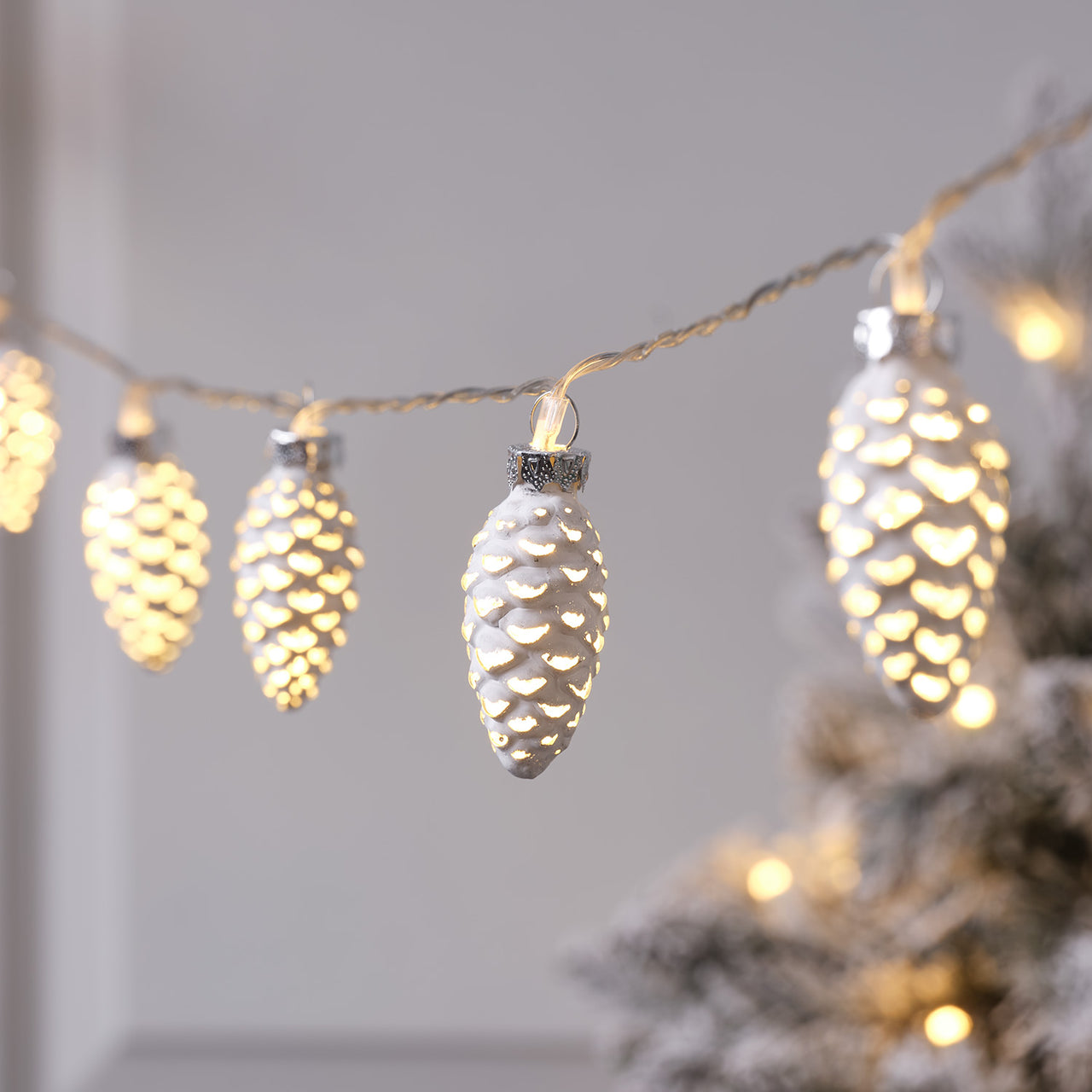 Guirlande Lumineuse 10 LED Pommes de Pin en Verre