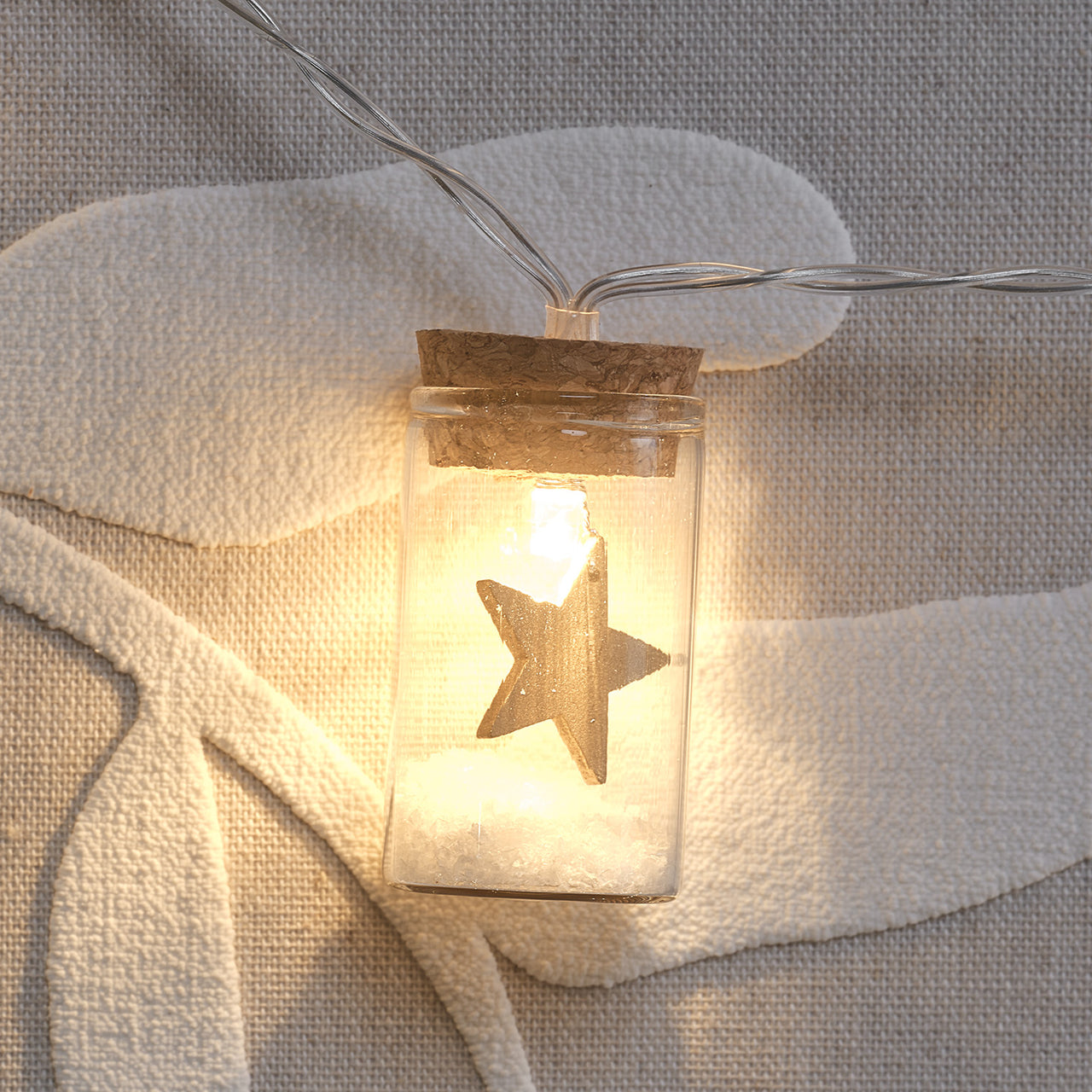 Guirlande Lumineuse à 10 LED Mini Flacons en Verre avec Étoiles Dorées