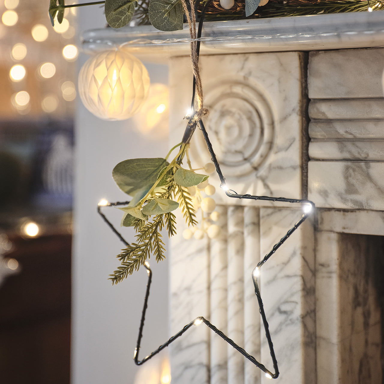 Set de 2 Étoiles Micro-LED avec Feuillage d’Hiver