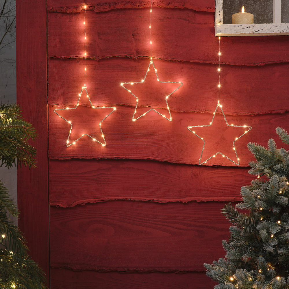 Lot de 3 Étoiles Lumineuses Suspendues d’Extérieur à Piles
