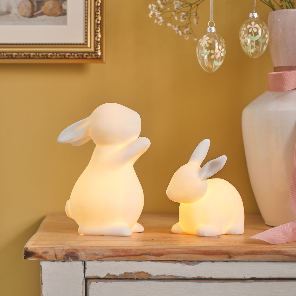 2 Lapins Lumineux LED en Céramique
